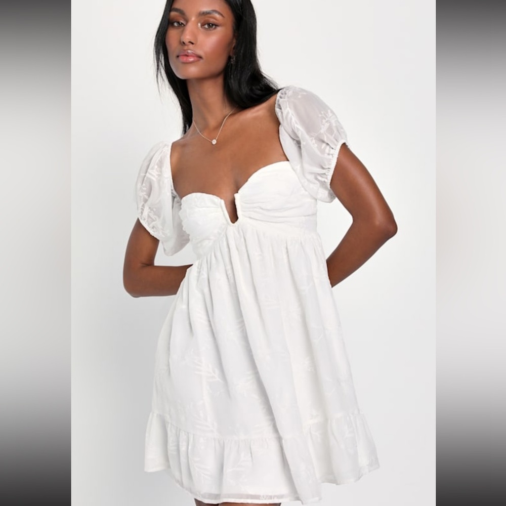 Lulus Cutest Icon White Embroidered off-the-shoulder mini dress